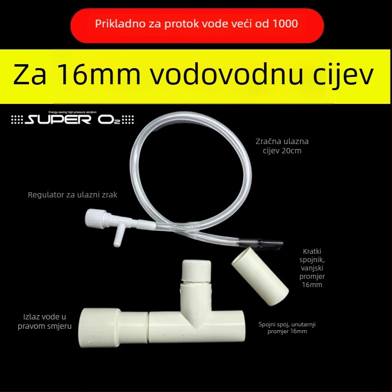 Venturi izlaz kutije filtra – modifikacija s tlmičem i oksigenacijom za donji filter akvarija (plastika; bez pumpe za zrak)