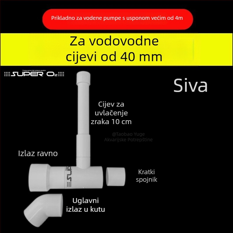 Venturi izlaz kutije filtra – modifikacija s tlmičem i oksigenacijom za donji filter akvarija (plastika; bez pumpe za zrak)