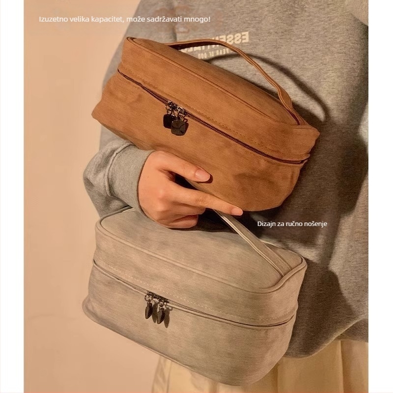 Torbica za šminku velike kapacitete, u stilu ručne torbe, višenamjenska za putovanja i pohranu šminke