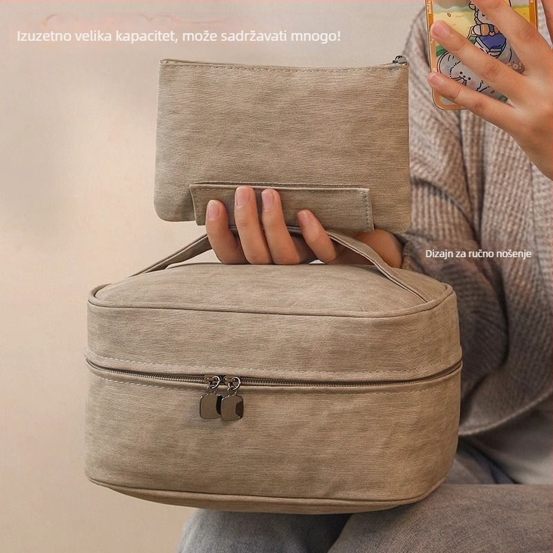 Torbica za šminku velike kapacitete, u stilu ručne torbe, višenamjenska za putovanja i pohranu šminke