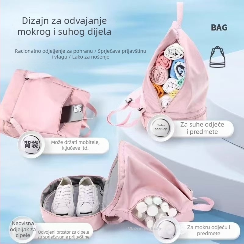 Torba za plivanje, kubični oblik, suho-mokro odvajanje, vodootporan poliester, višenamjenska za putovanja i skladištenje u kupaonici