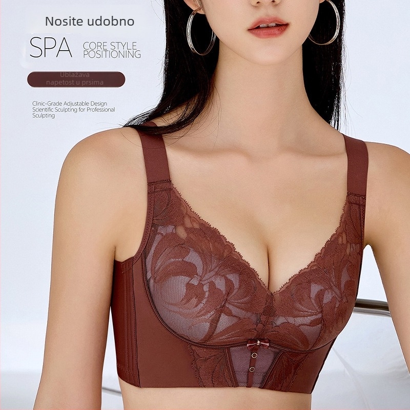 Podešavajući grudnjak s turmalinskim masažnim košaricama, bočna potpora, 3/4 košarica, srednji oblik, stražnje zatvaranje s četiri reda kopči