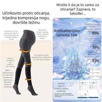 Trudničke legice s flis podstavom, debele, visokim strukom, duge, uspravne pruge