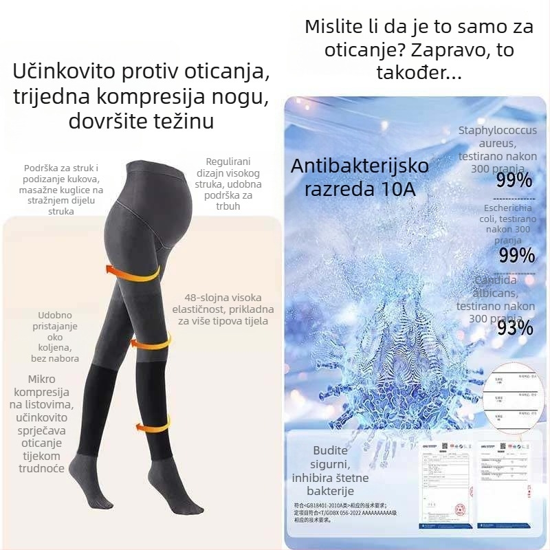 Trudničke legice s flis podstavom, debele, visokim strukom, duge, uspravne pruge