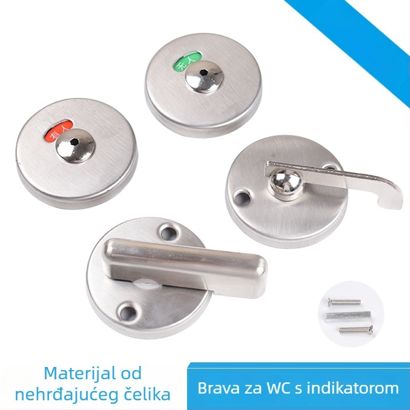 Indikatorska brava od nehrđajućeg čelika za WC pregrade, model 007, Sowegu