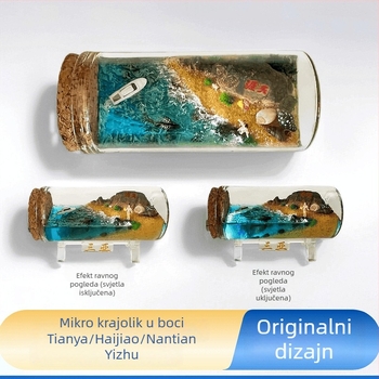 Staklena boca drift s 3D morskim pejzažem, ručna izrada, kineski stil, poklon za putovanje
