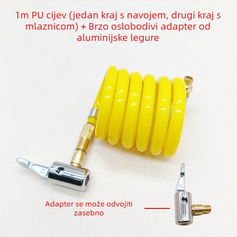 Automobilska pumpa za zrak s produžnim crijevom - jedan cilindar, 120W, 45 L/min, plastika + metal, USB punjenje