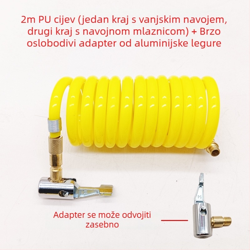 Automobilska pumpa za zrak s produžnim crijevom - jedan cilindar, 120W, 45 L/min, plastika + metal, USB punjenje