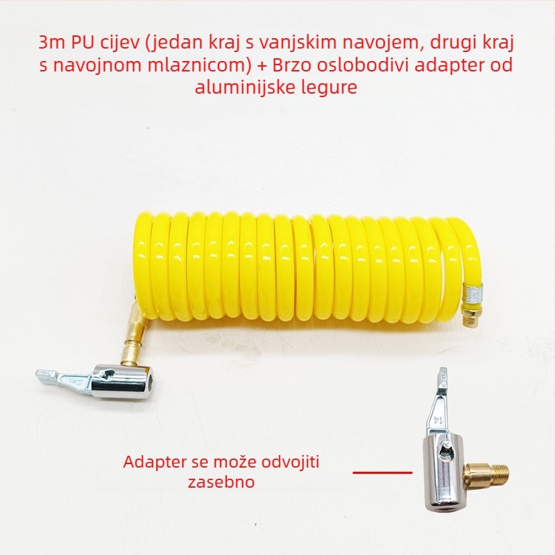 Automobilska pumpa za zrak s produžnim crijevom - jedan cilindar, 120W, 45 L/min, plastika + metal, USB punjenje