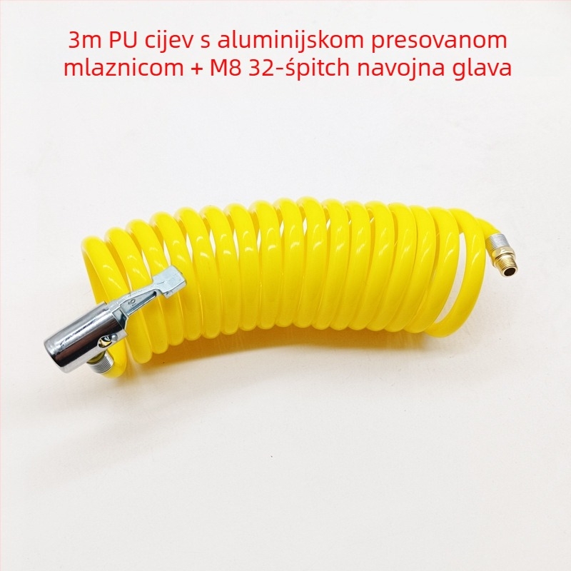 Automobilska pumpa za zrak s produžnim crijevom - jedan cilindar, 120W, 45 L/min, plastika + metal, USB punjenje