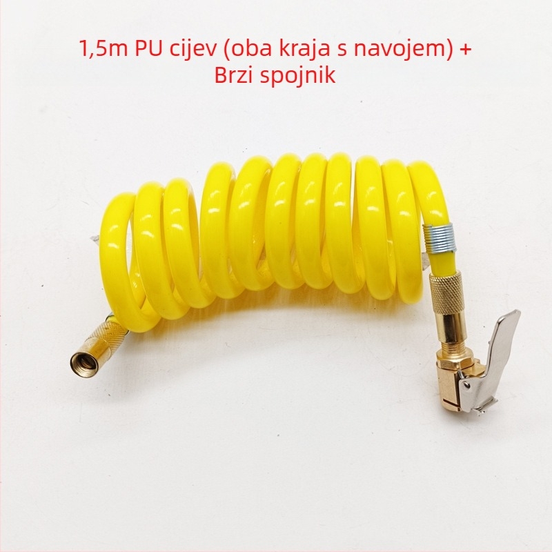 Automobilska pumpa za zrak s produžnim crijevom - jedan cilindar, 120W, 45 L/min, plastika + metal, USB punjenje