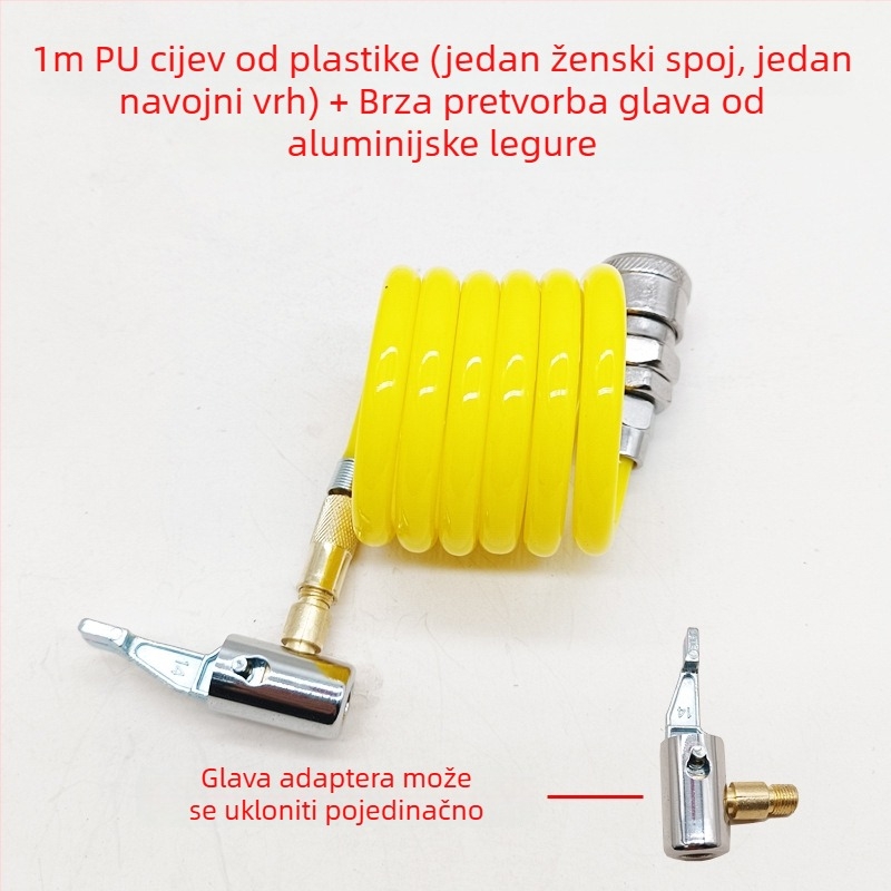 Automobilska pumpa za zrak s produžnim crijevom - jedan cilindar, 120W, 45 L/min, plastika + metal, USB punjenje