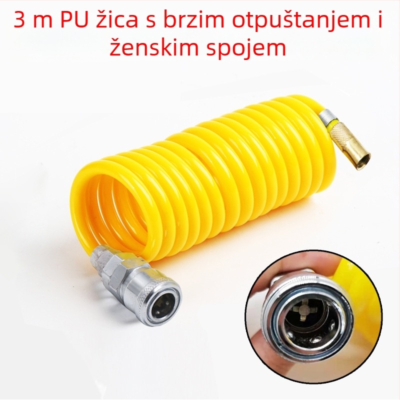 Automobilska pumpa za zrak s produžnim crijevom - jedan cilindar, 120W, 45 L/min, plastika + metal, USB punjenje