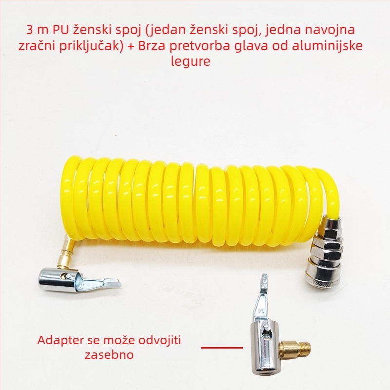 Automobilska pumpa za zrak s produžnim crijevom - jedan cilindar, 120W, 45 L/min, plastika + metal, USB punjenje