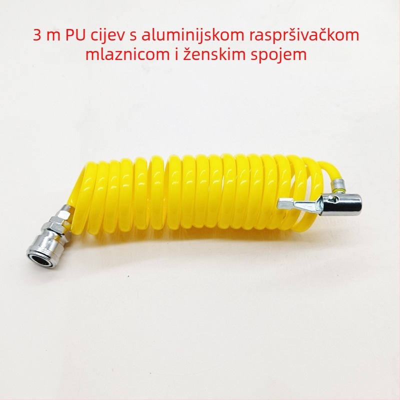 Automobilska pumpa za zrak s produžnim crijevom - jedan cilindar, 120W, 45 L/min, plastika + metal, USB punjenje