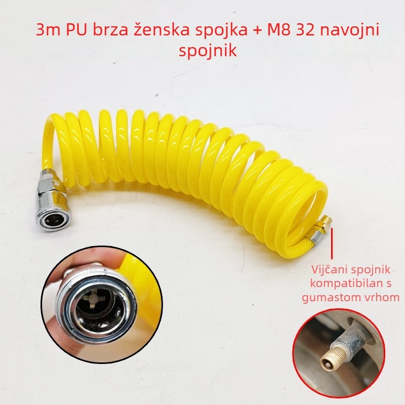 Automobilska pumpa za zrak s produžnim crijevom - jedan cilindar, 120W, 45 L/min, plastika + metal, USB punjenje