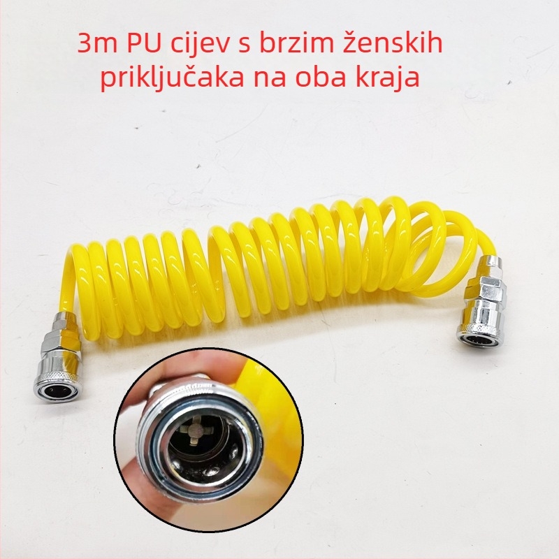 Automobilska pumpa za zrak s produžnim crijevom - jedan cilindar, 120W, 45 L/min, plastika + metal, USB punjenje
