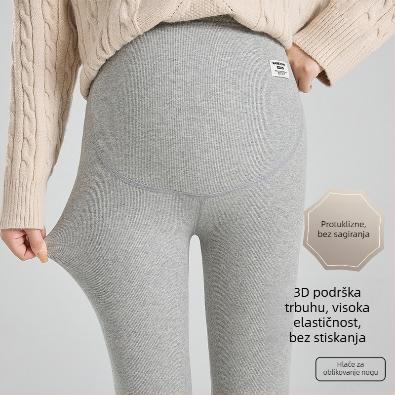 Trudničke legginse s flis podstavom, 95% pamuk, abdominalna podrška, cijelog duljine, za proljeće, jesen i zimu.