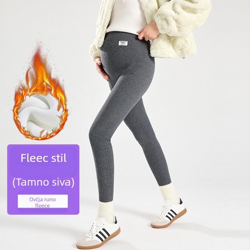Trudničke legginse s flis podstavom, 95% pamuk, abdominalna podrška, cijelog duljine, za proljeće, jesen i zimu.