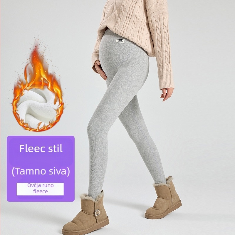 Trudničke legginse s flis podstavom, 95% pamuk, abdominalna podrška, cijelog duljine, za proljeće, jesen i zimu.