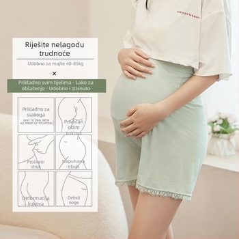 Trudničke sigurne hlače, ultra tanke, labav kroj, duljina 3/4, poliester s elastanom (90–95% poliester, <30% elastan)