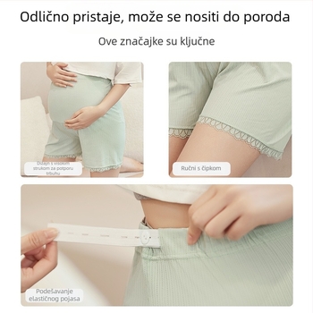 Trudničke sigurne hlače, ultra tanke, labav kroj, duljina 3/4, poliester s elastanom (90–95% poliester, <30% elastan)