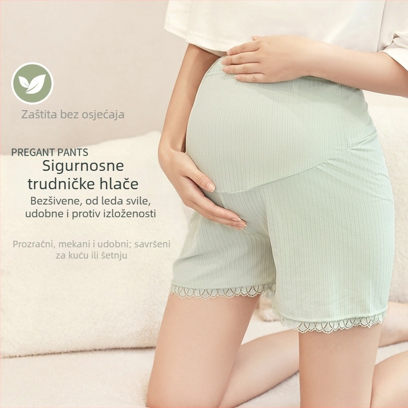 Trudničke sigurne hlače, ultra tanke, labav kroj, duljina 3/4, poliester s elastanom (90–95% poliester, <30% elastan)