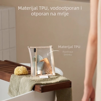Kozmetička torbica od PU kože, kubičnog oblika, višenamjenska, za putovanja, moderan minimalistički stil