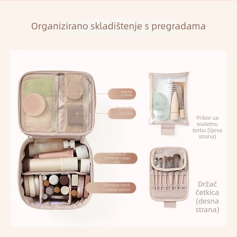 Kozmetička torbica od PU kože, kubičnog oblika, višenamjenska, za putovanja, moderan minimalistički stil