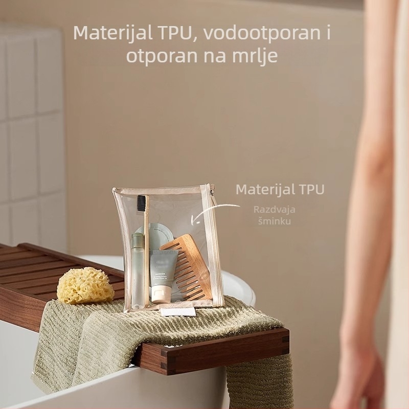 Kozmetička torbica od PU kože, kubičnog oblika, višenamjenska, za putovanja, moderan minimalistički stil