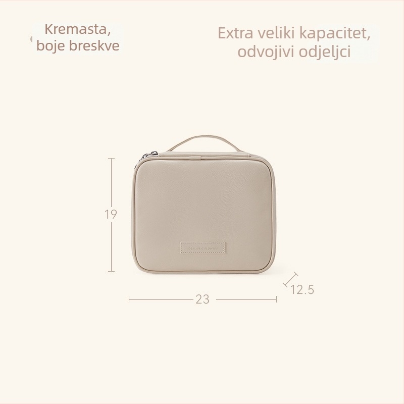 Kozmetička torbica od PU kože, kubičnog oblika, višenamjenska, za putovanja, moderan minimalistički stil
