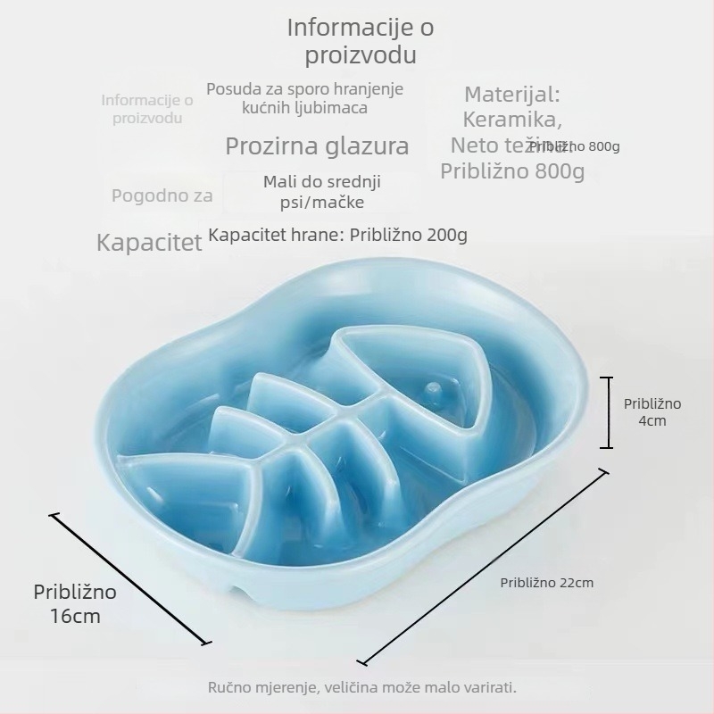 Keramička zdjela za sporo hranjenje kućnih ljubimaca, protiv prevrtanja, protiv gušenja, protuklizna