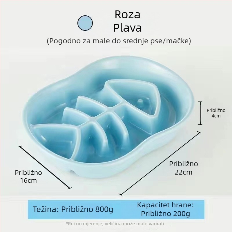 Keramička zdjela za sporo hranjenje kućnih ljubimaca, protiv prevrtanja, protiv gušenja, protuklizna