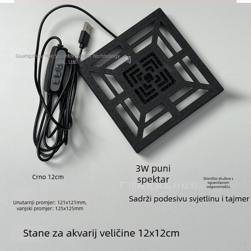 Yue Yu stolno stakleno akvarij za zlatne ribice, 3W rasvjeta, ekološki dizajn