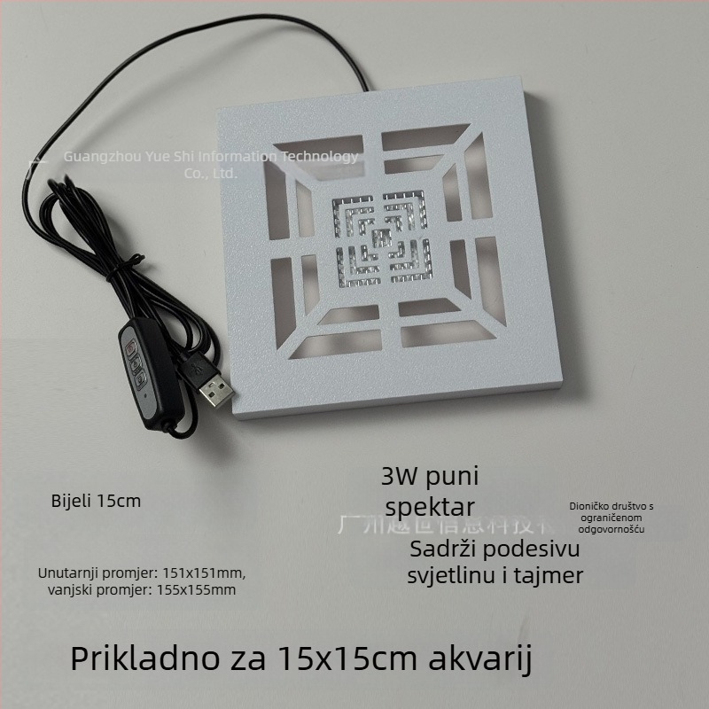 Yue Yu stolno stakleno akvarij za zlatne ribice, 3W rasvjeta, ekološki dizajn