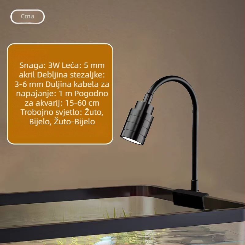 LED svjetlo za akvarij za aquascaping – potpuno spektrum, ušteda energije, aluminijska legura, 3W
