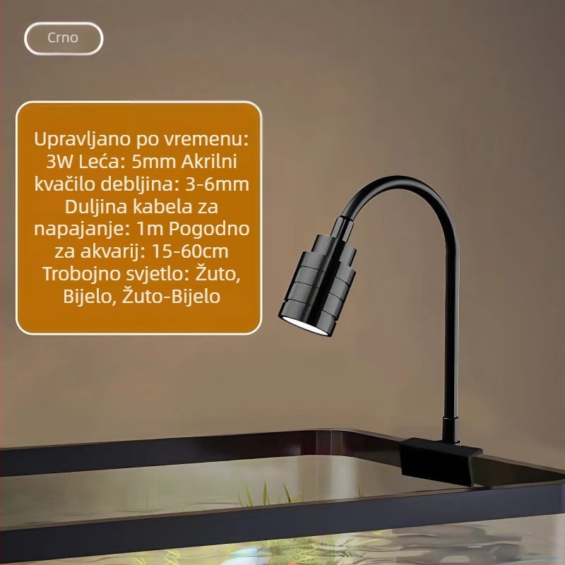 LED svjetlo za akvarij za aquascaping – potpuno spektrum, ušteda energije, aluminijska legura, 3W