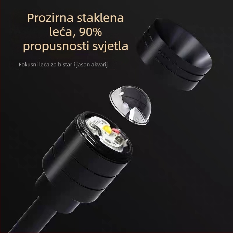 USB mini svjetlo za akvarij s punim spektrom za vodene biljke, 3W, aluminijska legura, tajmer, podesivo osvjetljenje
