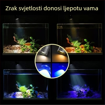 LED svjetlo za akvarij, puni spektar, promjenjiva jačina i podešavanje fokusa, 3 boje načina, aluminijska legura, 7W