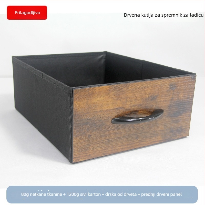 Kutija za stolno skladištenje – Sklopiva kutija od netkanog materijala, ladica s vučnim otvaranjem, mogućnost tiskanja logotipa