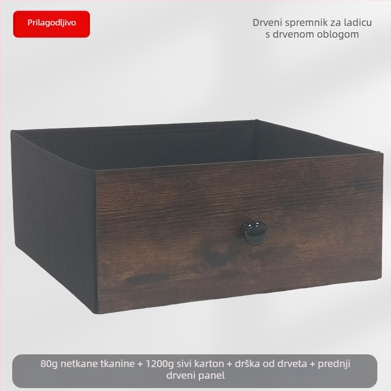 Kutija za stolno skladištenje – Sklopiva kutija od netkanog materijala, ladica s vučnim otvaranjem, mogućnost tiskanja logotipa