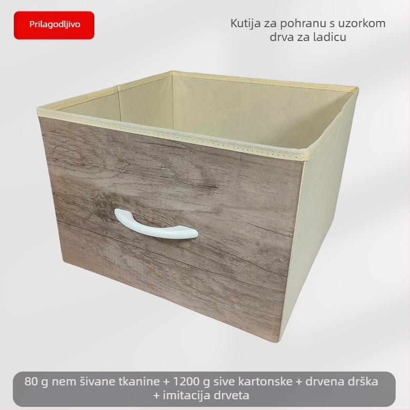 Kutija za stolno skladištenje – Sklopiva kutija od netkanog materijala, ladica s vučnim otvaranjem, mogućnost tiskanja logotipa
