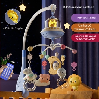 Novorođena bebi rotirajuća glazbena igračka za kolijevku s mogućnošću vješanja — umirujuća pomoć za san, vizualna stimulacija, slušni razvoj; Brend: Ybr/Youbein; Dob: 0–3 godine; Materijal: plastika