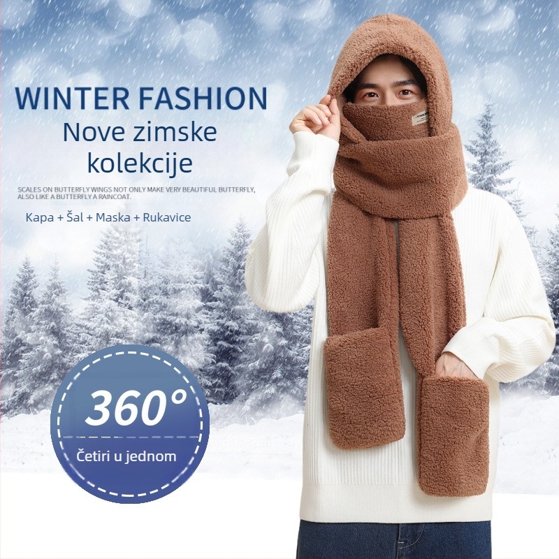 Trodjelni set: šešir, šal i rukavice — mješavina materijala, unisex odrasli, zima, Tie-Dye završna obrada.