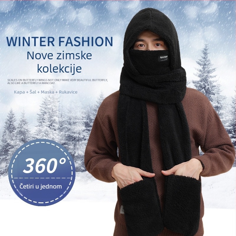 Trodjelni set: šešir, šal i rukavice — mješavina materijala, unisex odrasli, zima, Tie-Dye završna obrada.