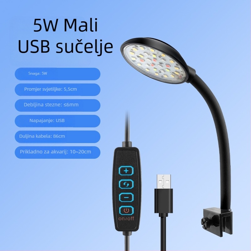 Klip LED svjetlo za akvarij s biljkama – USB niska napetost, noćno svjetlo