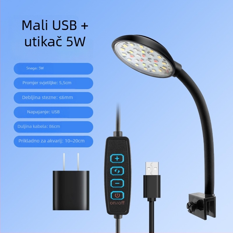 Klip LED svjetlo za akvarij s biljkama – USB niska napetost, noćno svjetlo