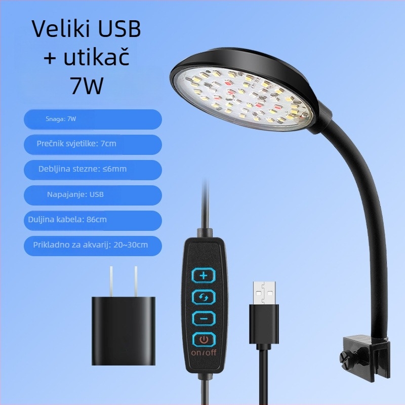 Klip LED svjetlo za akvarij s biljkama – USB niska napetost, noćno svjetlo