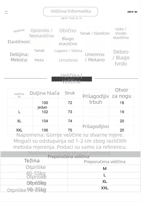 Trudničke hlače s potporom za trbuh – debeli, kratkog kroja, pamuk-svil 40% i poliester 30–50%
