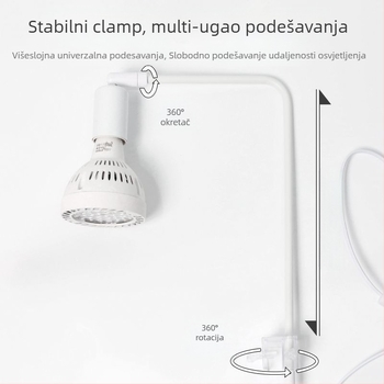 LED svjetlo za akvarij s E27 navojem, držač za montažu, potpuno spektrum za vodene biljke, podesiva visina